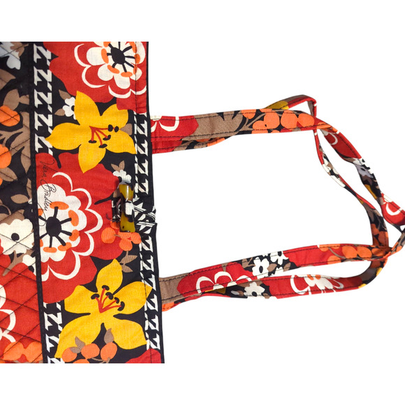 VERA BRADLEY Bittersweet Red Orange Floral Houndstooth Large Quilted Tote - Picture 6 of 6